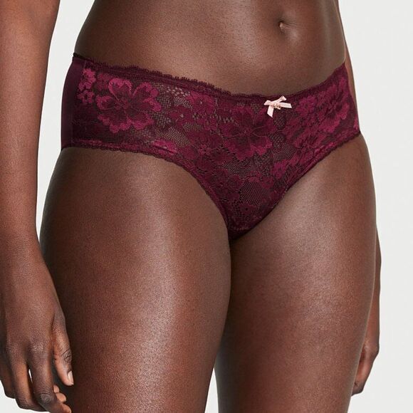 Victoria Secret Women's Burgundy Lace Front Hiphugger Panty Underwear Size Small - Picture 1 of 11